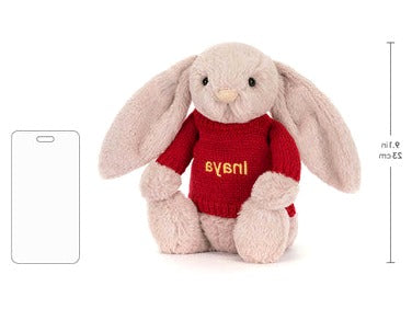 Bashful Luxe Bunny Rosa with Personalised Red Jumper