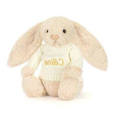 Bashful Luxe Bunny Willow with Personalised Cream Jumper