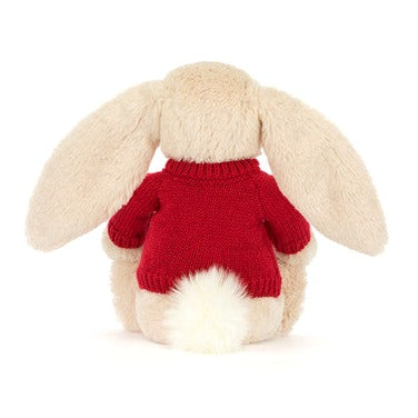 Bashful Luxe Bunny Willow with Personalised Red Jumper