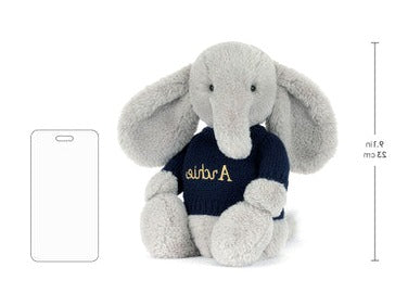 Bashful Luxe Elephant Thuddeus with Personalised Navy Jumper
