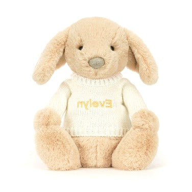 Bashful Luxe Puppy Orlando with Personalised Cream Jumper