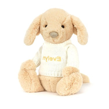 Bashful Luxe Puppy Orlando with Personalised Cream Jumper