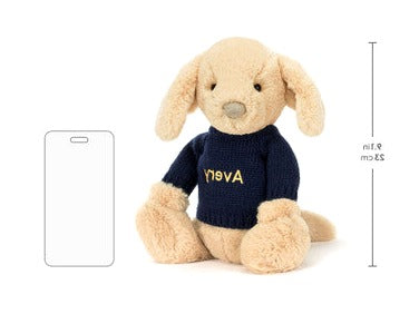 Bashful Luxe Puppy Orlando with Personalised Navy Jumper
