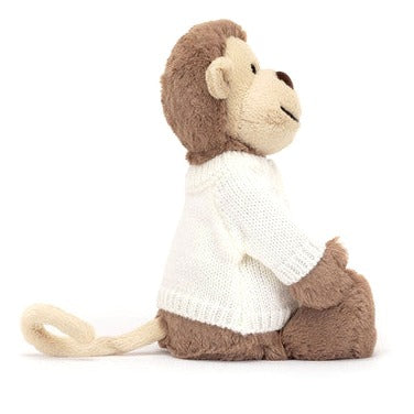 Bashful Monkey with Personalised Cream Jumper