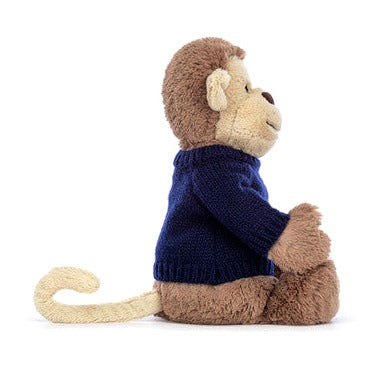 Bashful Monkey with Personalised Navy Jumper