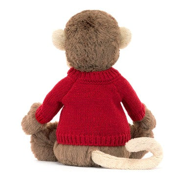 Bashful Monkey with Personalised Red Jumper