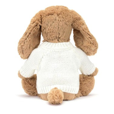 Bashful Toffee Puppy with Personalised Cream Jumper