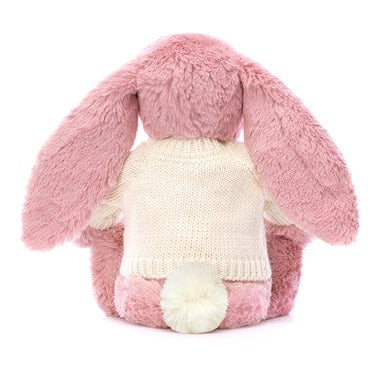 Bashful Tulip Pink Bunny with Personalised Cream Jumper