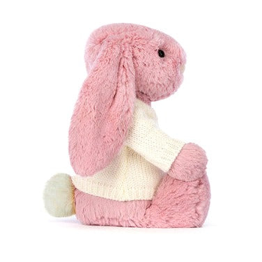 Bashful Tulip Pink Bunny with Personalised Cream Jumper