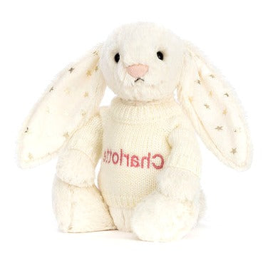 Bashful Twinkle Bunny with Personalised Cream Jumper