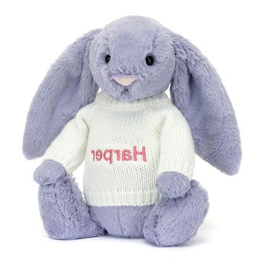Bashful Viola Bunny with Personalised Cream Jumper