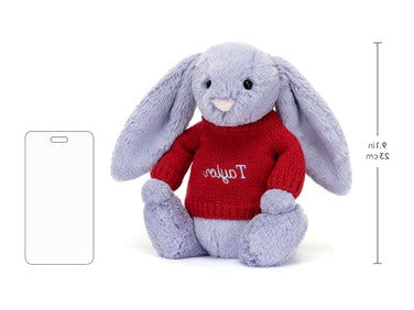 Bashful Viola Bunny with Personalised Red Jumper