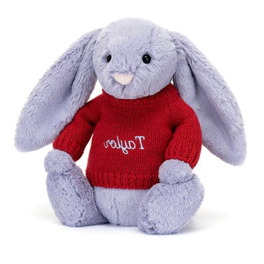 Bashful Viola Bunny with Personalised Red Jumper