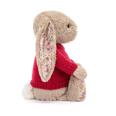Blossom Beige Bunny 'Petal' with Personalised Red Jumper