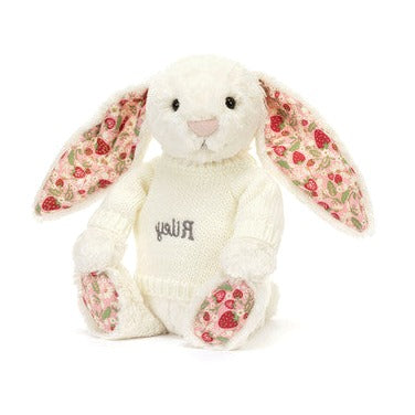 Blossom Cream Bunny 'Berry' with Personalised Cream Jumper