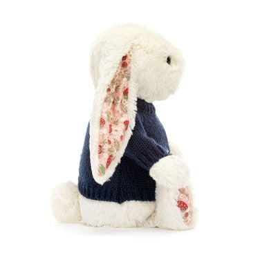 Blossom Cream Bunny 'Berry' with Personalised Navy Jumper