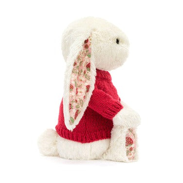 Blossom Cream Bunny 'Berry' with Personalised Red Jumper