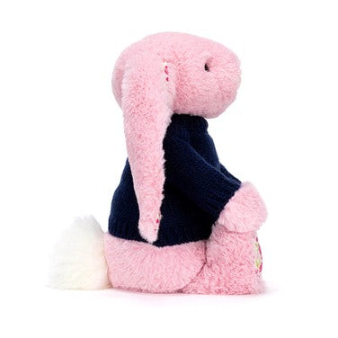Blushkin Blossom Luxe Bunny with Personalised Navy Jumper
