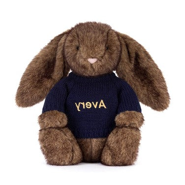 Hoppleston Luxe Bunny with Personalised Navy Jumper