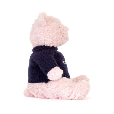 Leola Bear with Personalized Navy Jumper