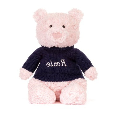 Leola Bear with Personalized Navy Jumper