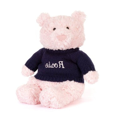Leola Bear with Personalized Navy Jumper