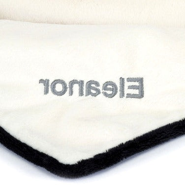 Personalised Bashful Black & Cream Puppy Blankie
