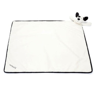 Personalised Bashful Black & Cream Puppy Blankie