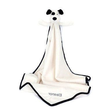 Personalised Bashful Black & Cream Puppy Blankie