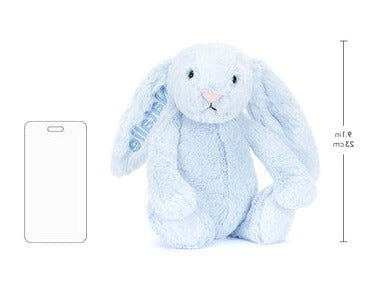 Personalised Bashful Blue Bunny Medium