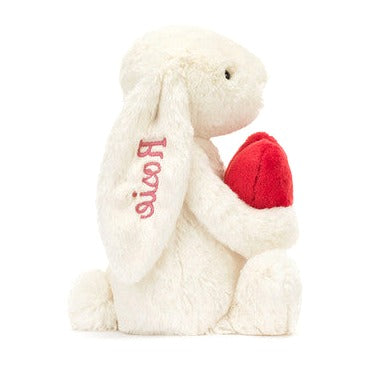 Personalised Bashful Red Love Heart Bunny Medium