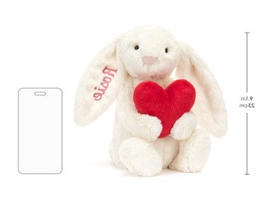 Personalised Bashful Red Love Heart Bunny Medium
