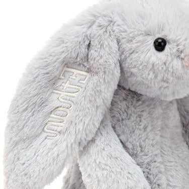 Personalised Bashful Silver Bunny Medium
