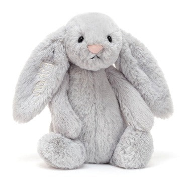 Personalised Bashful Silver Bunny Medium