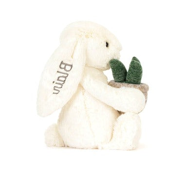 Personalised Cream Bunny with Plant