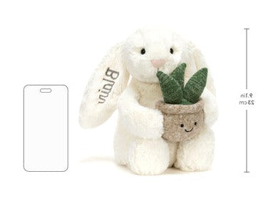Personalised Cream Bunny with Plant