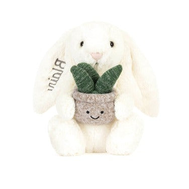 Personalised Cream Bunny with Plant