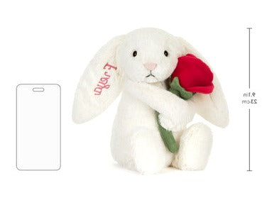 Personalised Cream Bunny with Rose