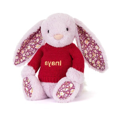 Thistlepop Blossom Luxe Bunny with Personalised Red Jumper
